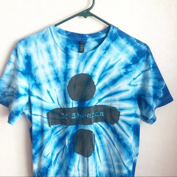 sale ED Sheeran Divide Album Logo Blue Tie Dyed T-Shirt Unisex Medium Concert - Picture 3 of 8